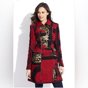 NEW 💋Desigual by Christian Lacroix Posthuman Red and Black Artistic Coat size 40
